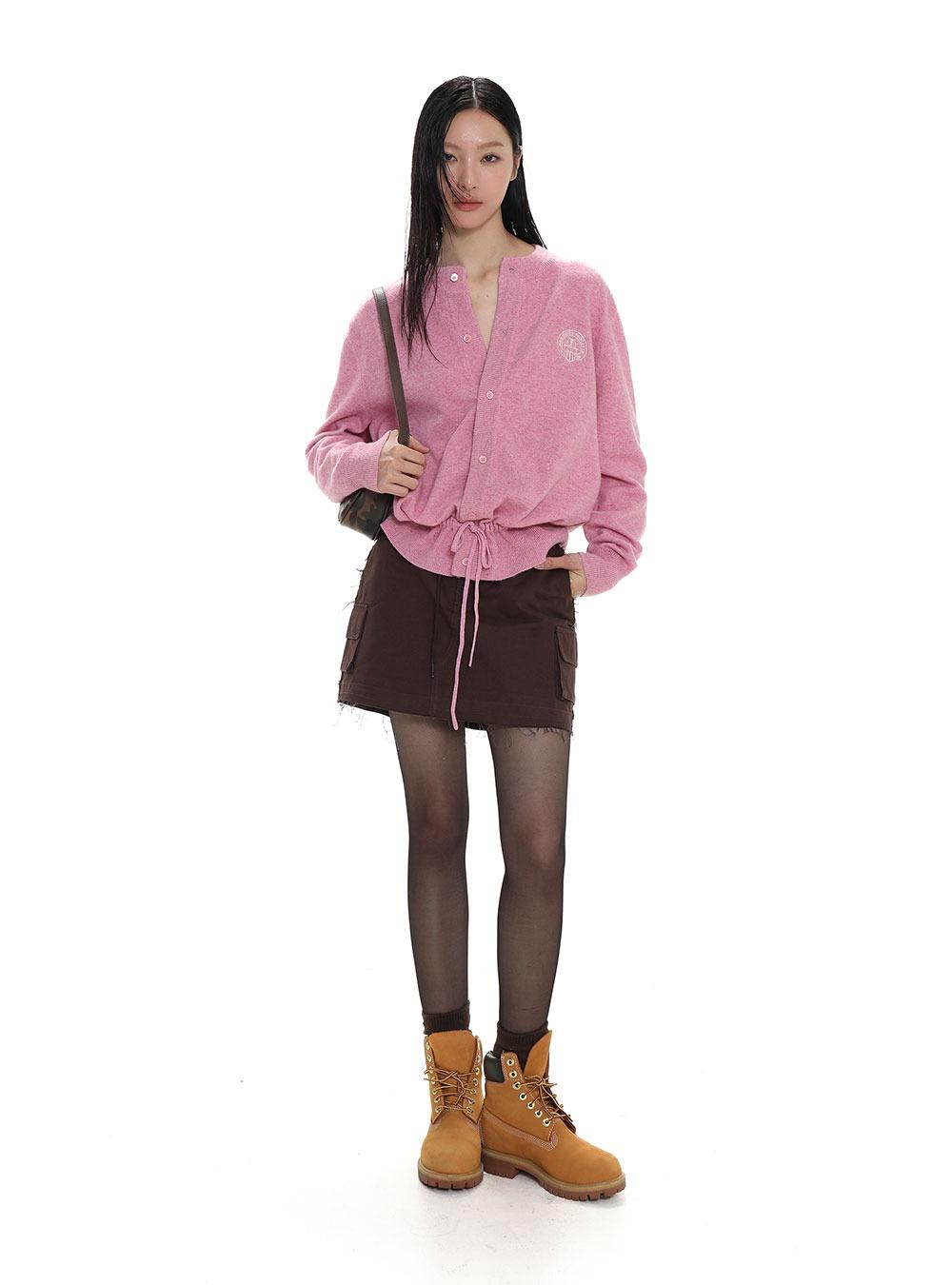 Campus Badge 70 Wool Blended Knit Cardigan