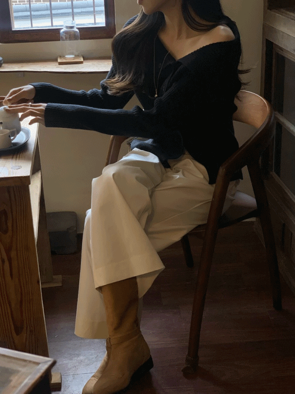 비엔나 버튼 언발 오프숄더 NT [3color]