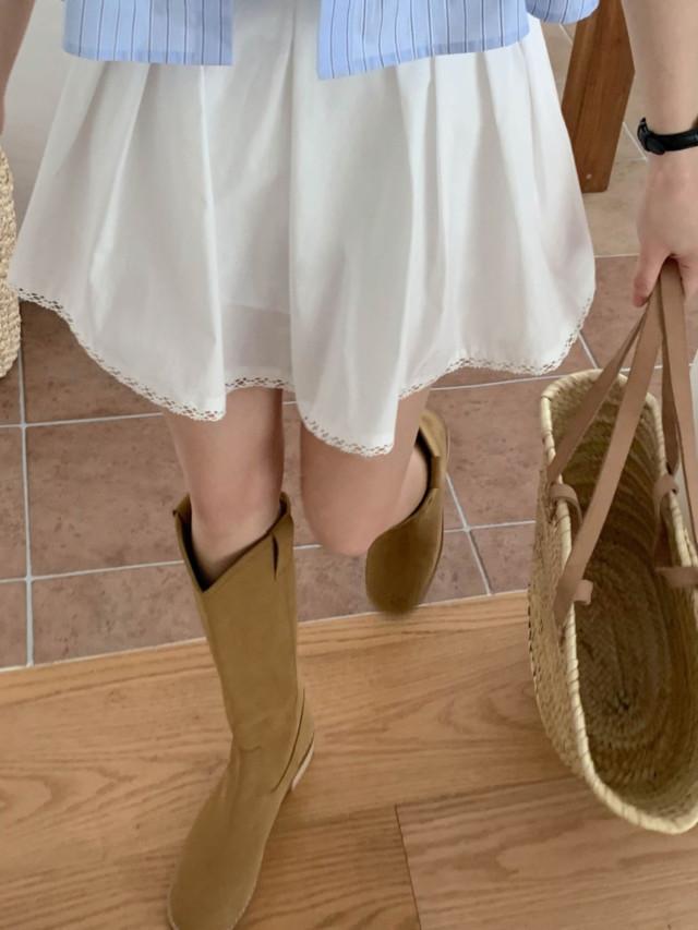 miel 미엘 페퍼 플레어스커트 레이스 미니 스커트