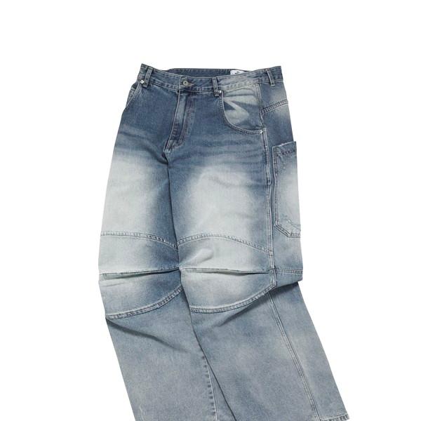 3D KNEE DENIM PANTS BLUE