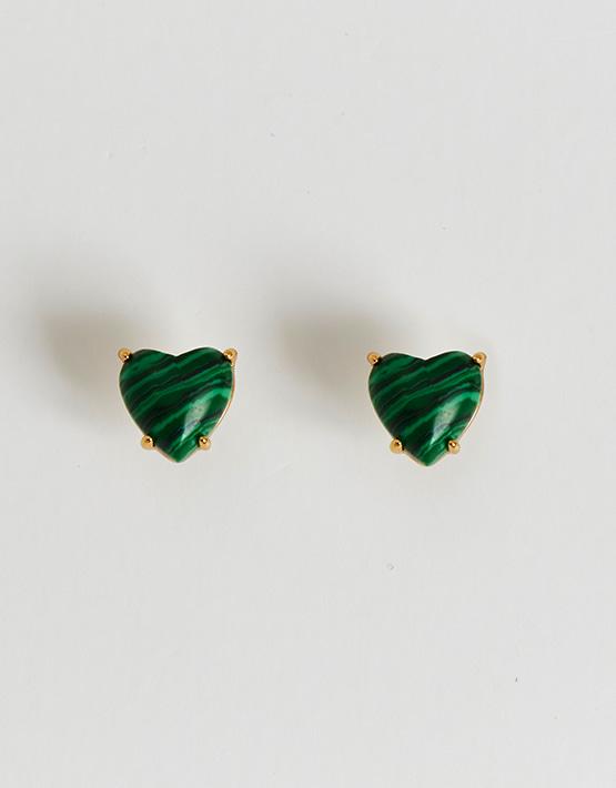 Petite Heart Earrings_Green