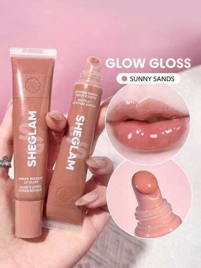 SHEGLAM Power Bouquet Lip Gloss -Sunny Sands Shiny Tinted Moisturizing Lip Gloss Plumping Non-Sticky Lip Oil Repairing Gardenia Extract Lip Care Christmas Winter Brown Lip Gloss Graduation Birthday Holiday Summer Fall Autumn Y2K Fancy Fashion Women Makeup Cosmetic Party Beach Travel Camping Outdoors School Campus Trip Festivals Decor Gift Present Rose Girl Cosplay Best Color Charm Vibe
