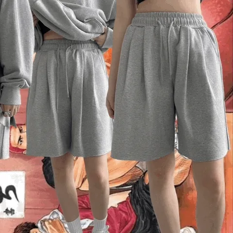 (4colors) 5부 핀턱 와이드 버뮤다 트레이닝 팬츠 바지