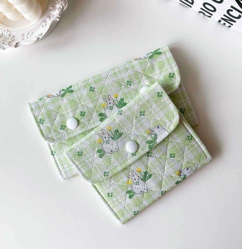 (handmade) 그린 토끼 똑딱이 카드지갑 여권 파우치