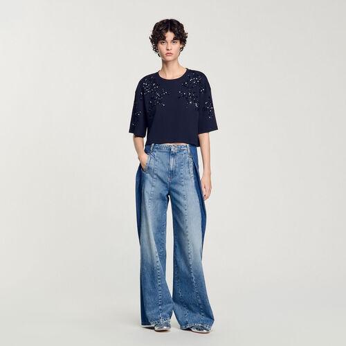 T-shirt à détails perlés | Sandro FR