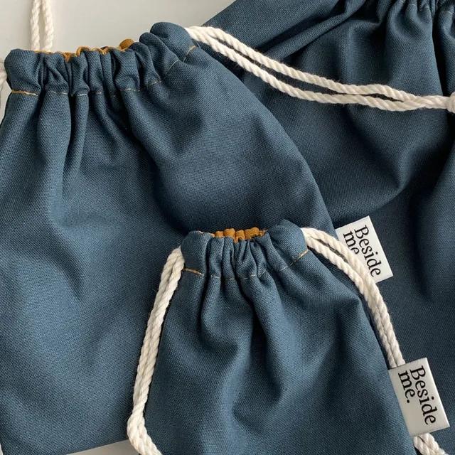 [당일출고] Two tone string pouch - teal blue