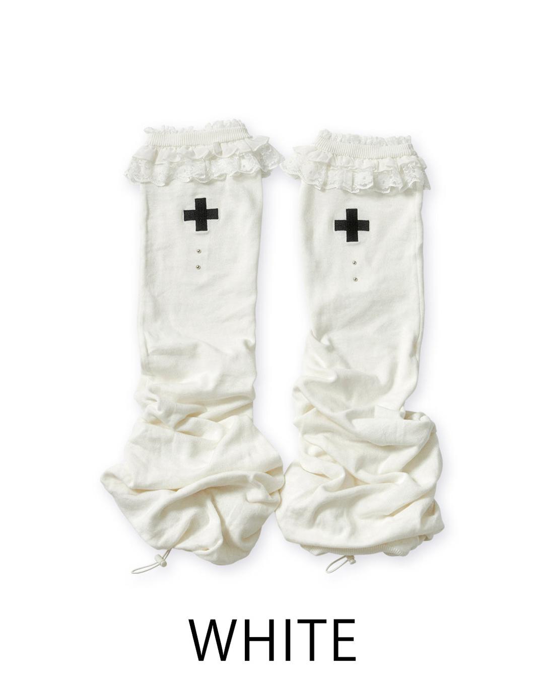 lace ruffle studs leg warmer