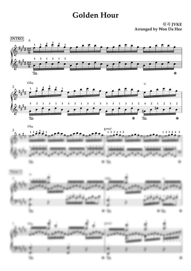 악보 > JVKE - Golden Hour (연주 편곡, 코드포함) by 원다희Won Da Hee