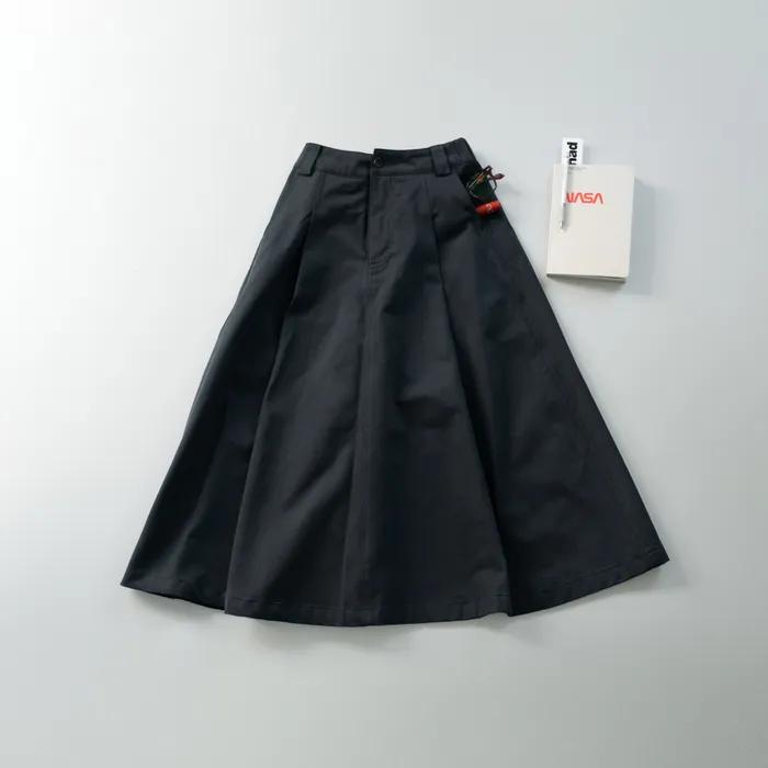 (W)Relaxed Flare Chino Skirt (Black)