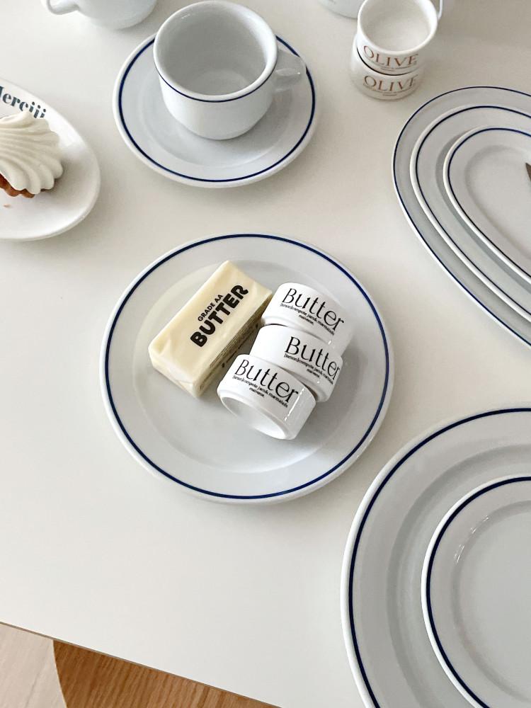 폴바살 블루라인 원형접시 오발 플레이트 커피잔세트