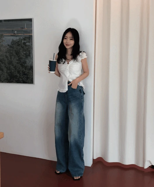 백포켓 와이드 데님 팬츠