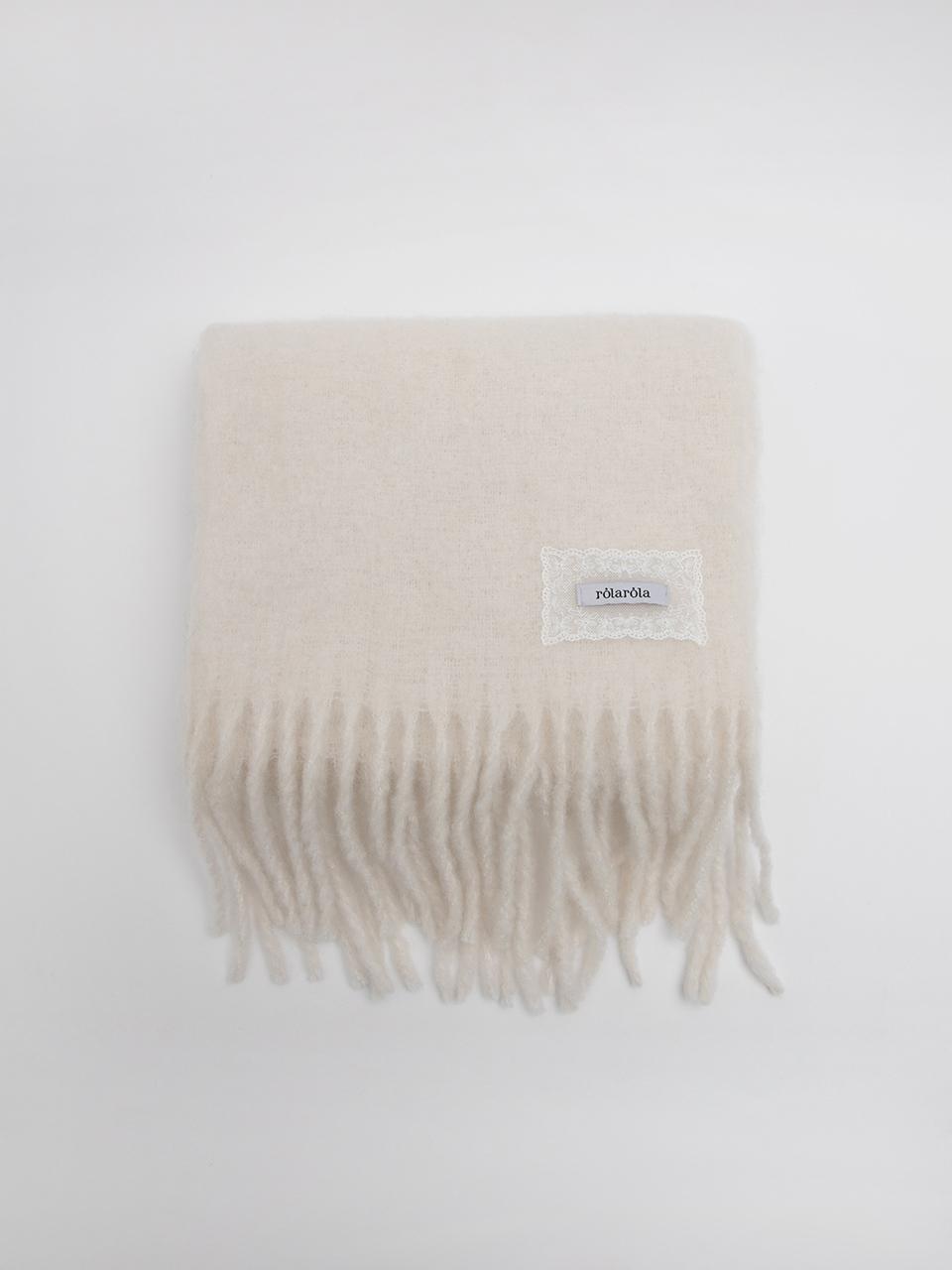 LACE LABEL HAIRY MUFFLER IVORY