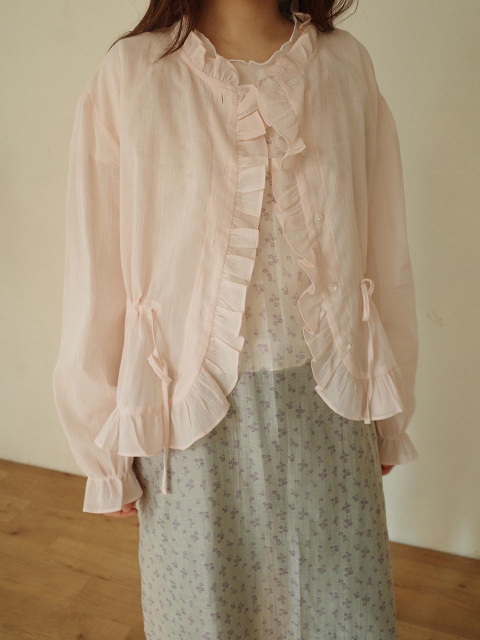 pure frill shirring  blouse