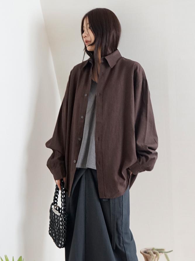 (2color)Autumn linen shirt_브라운빠른출고
