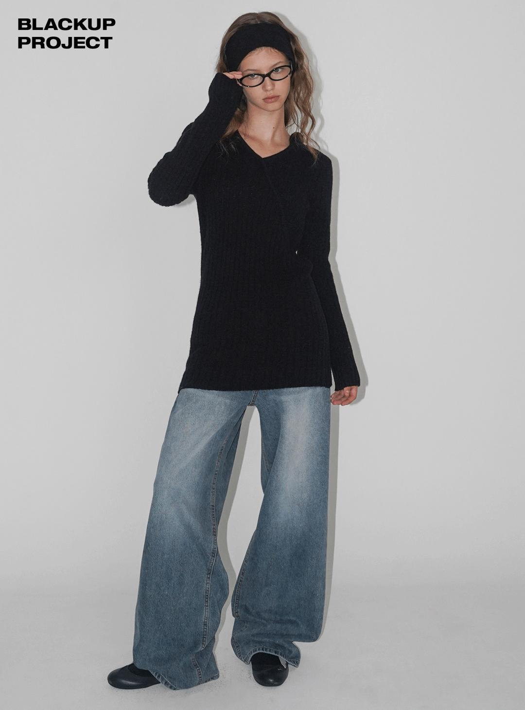 블랙업 [MADE] 스테디 와이드 데님팬츠