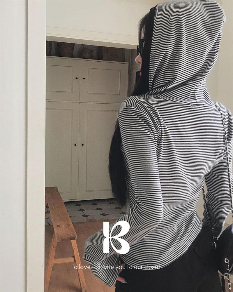 베이델리 [25F/W NEW][MADE/꾸안꾸]똑딱 단가라 후드 긴팔 티셔츠
