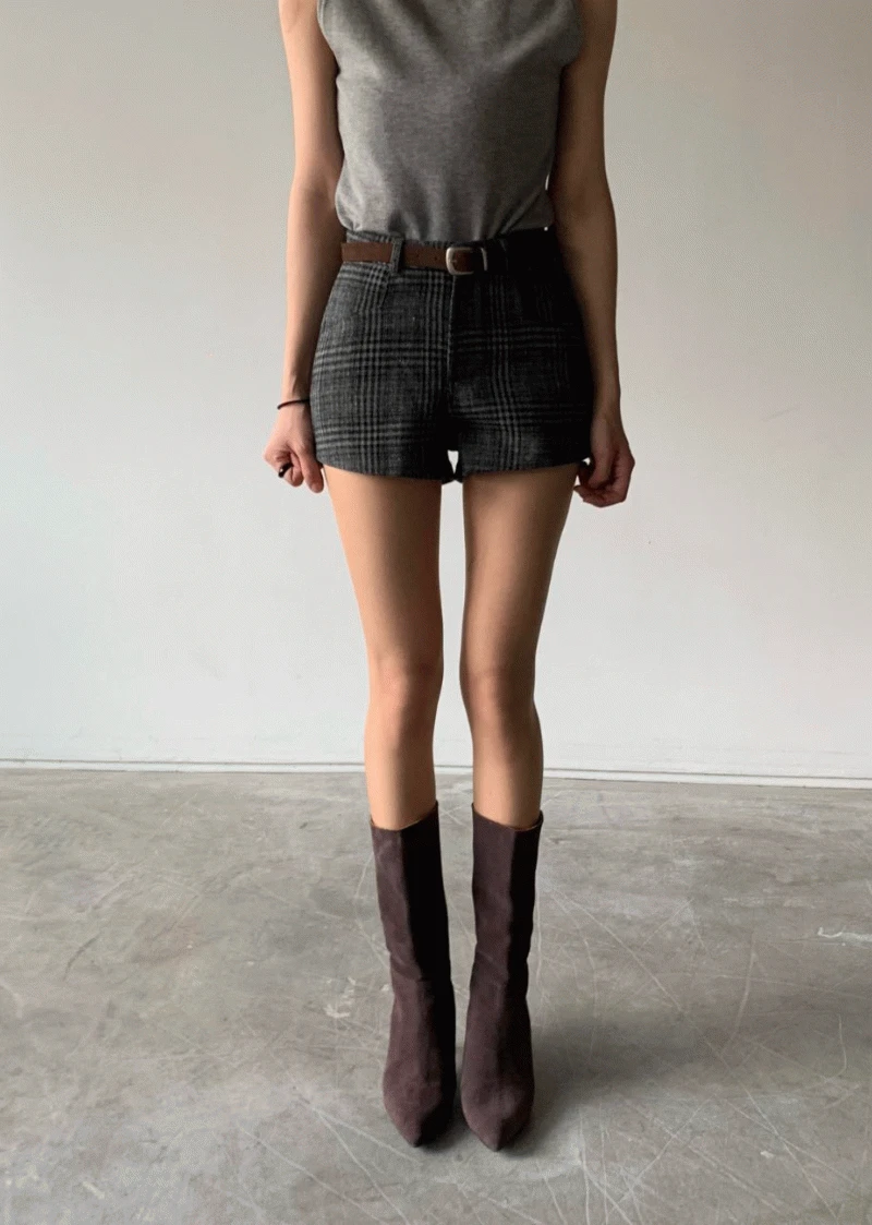 센느 울 체크 숏 PT