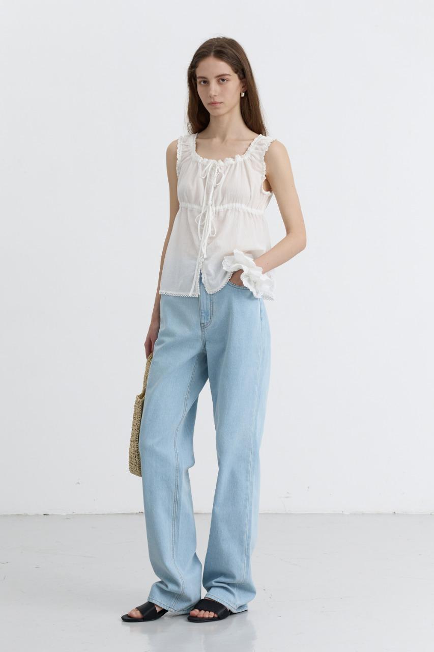 SHIRRING SLEEVELESS BLOUSE IVORY