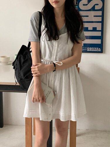 Cotton Pin-tuck Lace One-piece