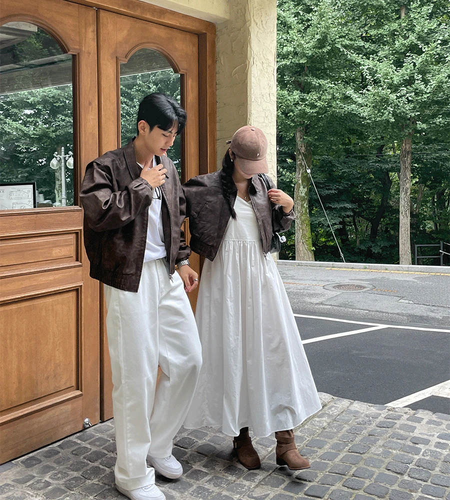 [UNISEX] 빈티지 가죽 자켓 (2col)