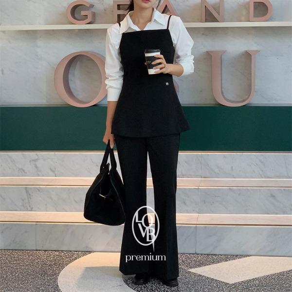 핫핑 [구김NO/쫀쫀탱탱][활용도👍][MADE][LOVB] 콜어바웃슬림 페플럼 슬리브리스+밴딩 부츠컷 슬랙스 투피스set(44~100) (빅사이즈투피스-투피스셋업-하객룩셋업-출근룩-체형커버-밴딩슬랙스-페플럼뷔스티에)