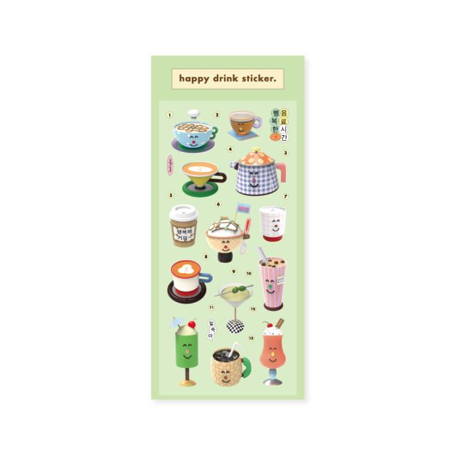 [hand in glove] happy drink sticker
