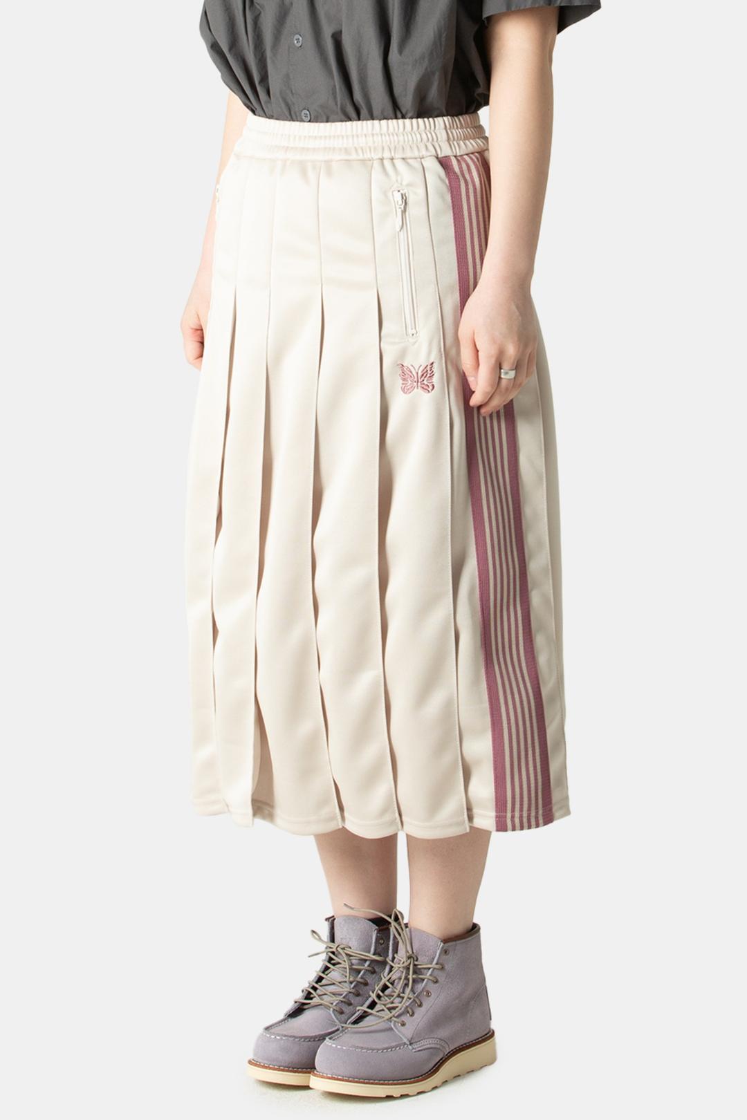 (25SS) PLEATED TRACK SKIRT - POLY SMOOTH IVORY