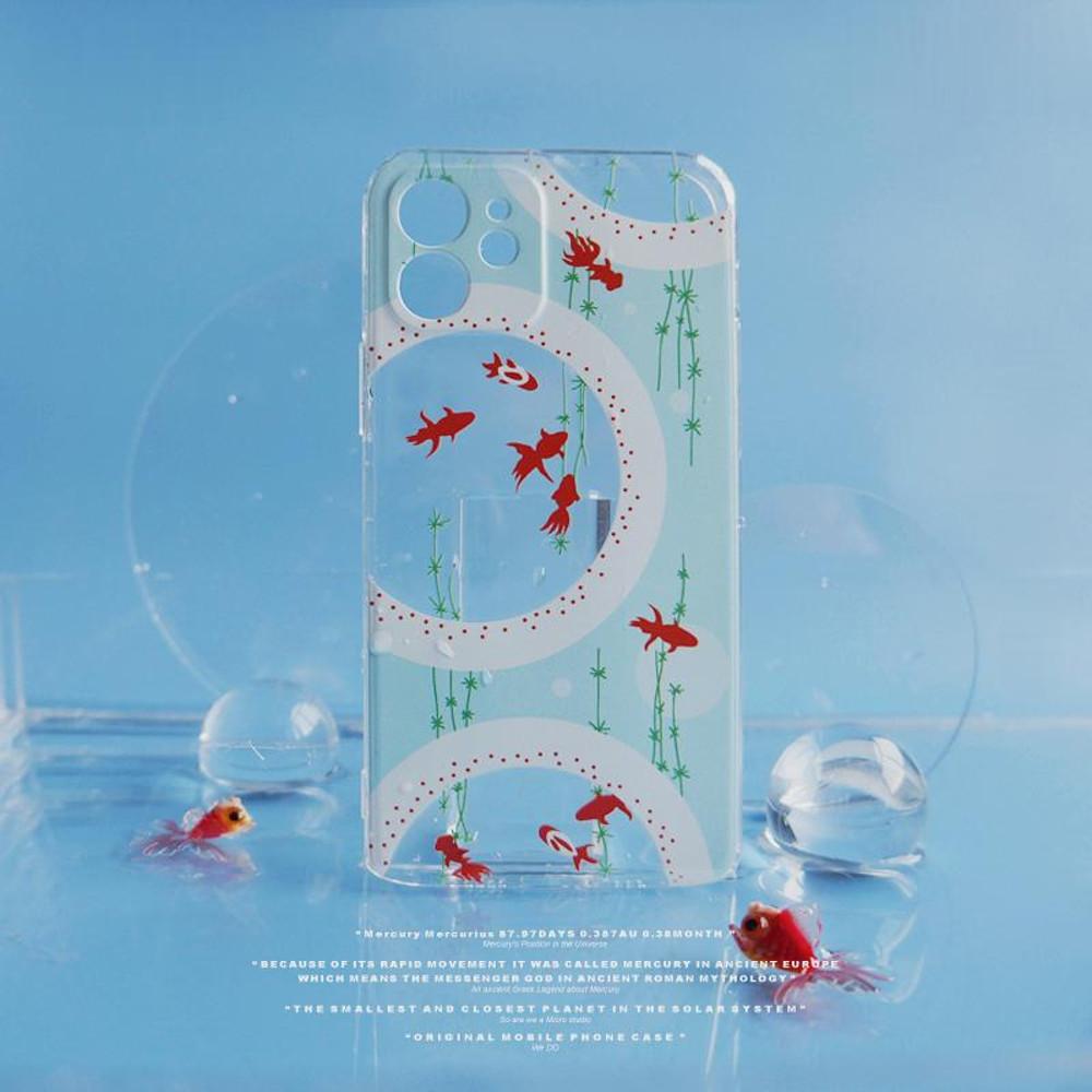 수심 Fishbowl Case 아이폰 케이스 어항 빈티지 물고기 투명 유니크 하드 일본