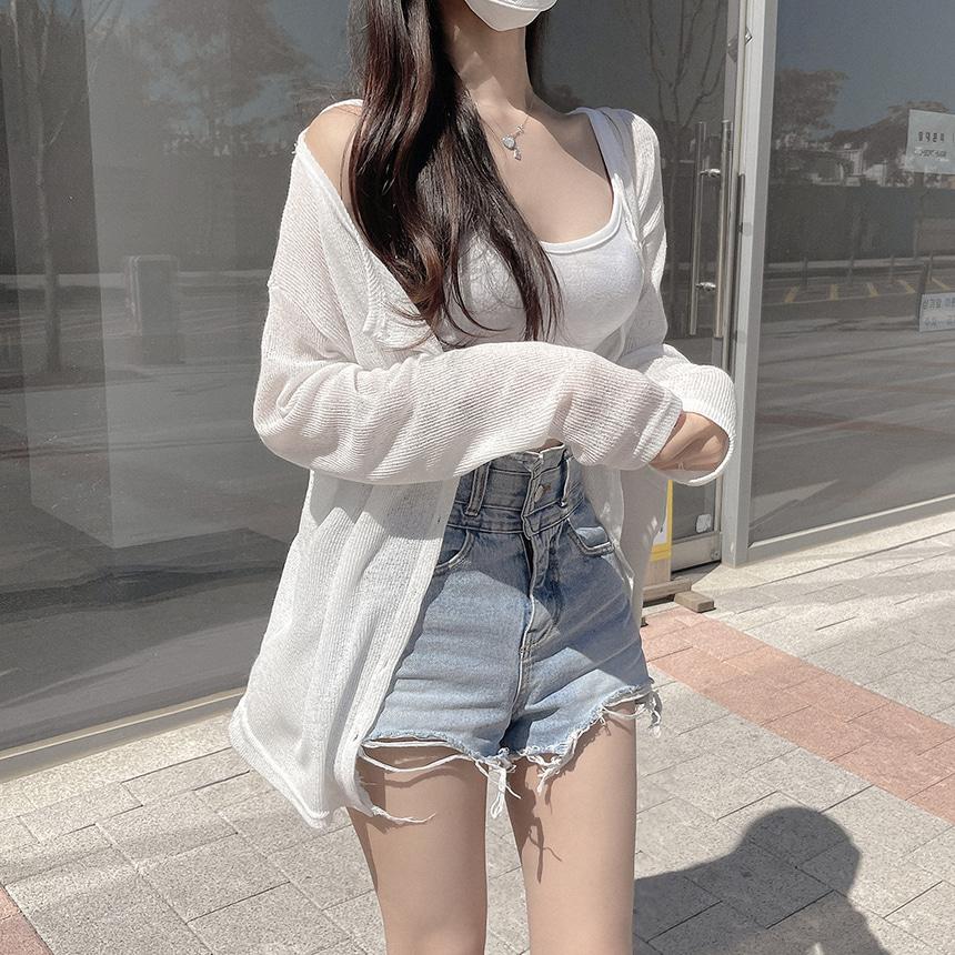 [당일출고, 주문폭주♥]여리여리 루즈핏 라운드넥 버튼 썸머 린넨 시스루 가디건