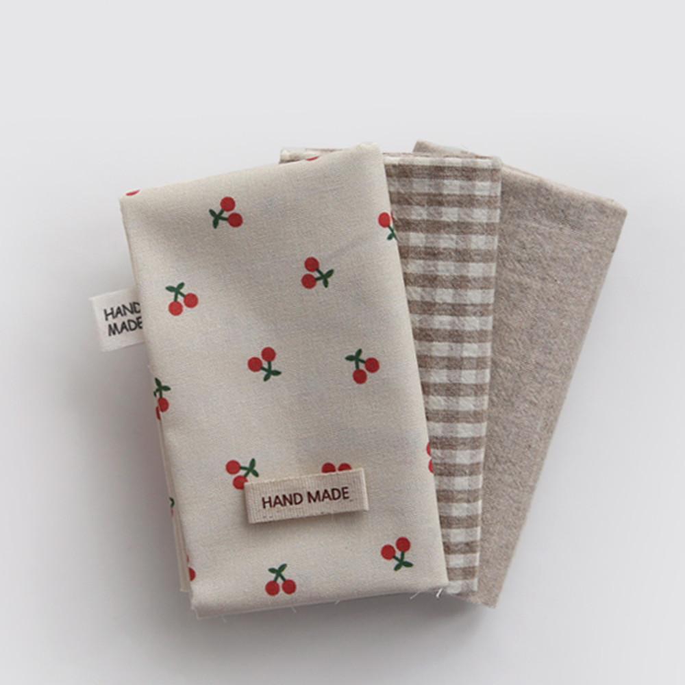 원단패키지 자투리원단 조각천 멜란체크 무지 빈티지 앵두 3종 66160