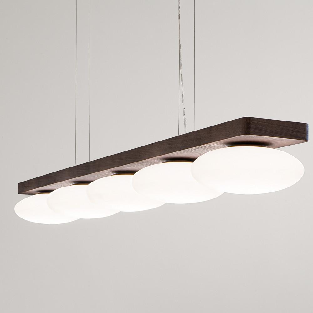 LED 50W 리모 월넛 5등 펜던트 우드 카페 포인트 조명