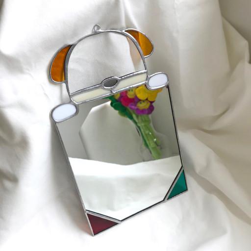 스테인드글라스 강아지 거울