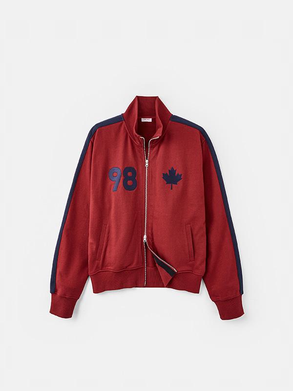 메이플 라인 스웻 집업 (마룬)