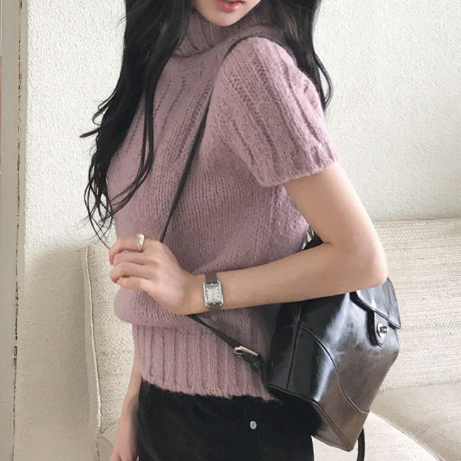 [연프💘/데이트룩] 울팬던트폴라반팔니트티 (4color)