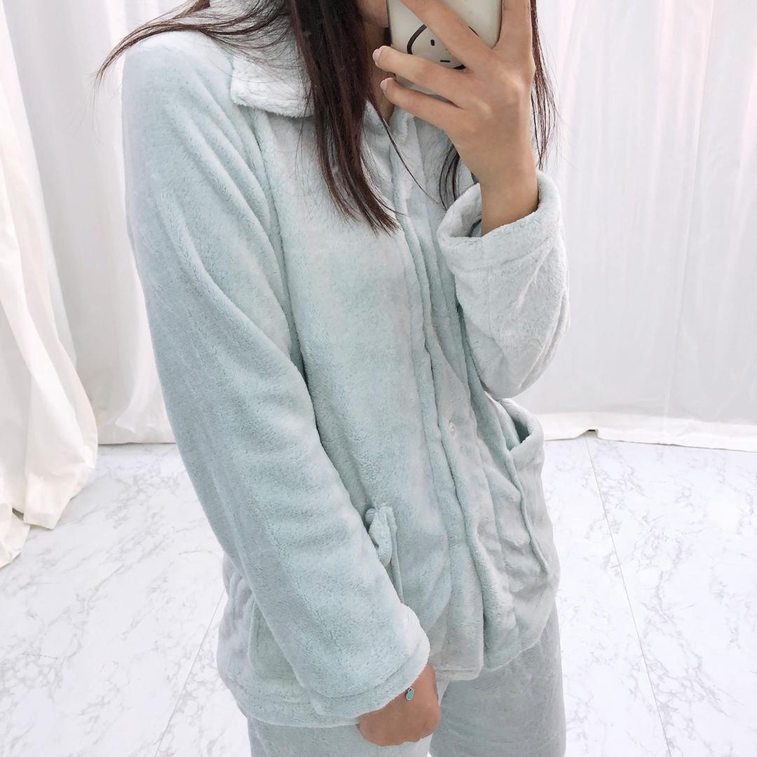 로이오이 무지 겨울 극세사 수면잠옷 홈웨어