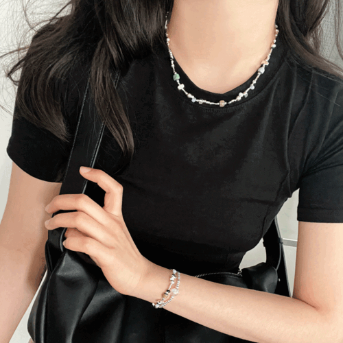 [ED made][무배] 믹스 오브제 비즈 & 헤마타이트 목걸이