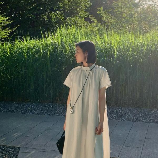 Mually High-Neck Shirt Dress