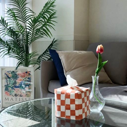 [dayndays]🏁🟠체커보드 티슈케이스 오렌지