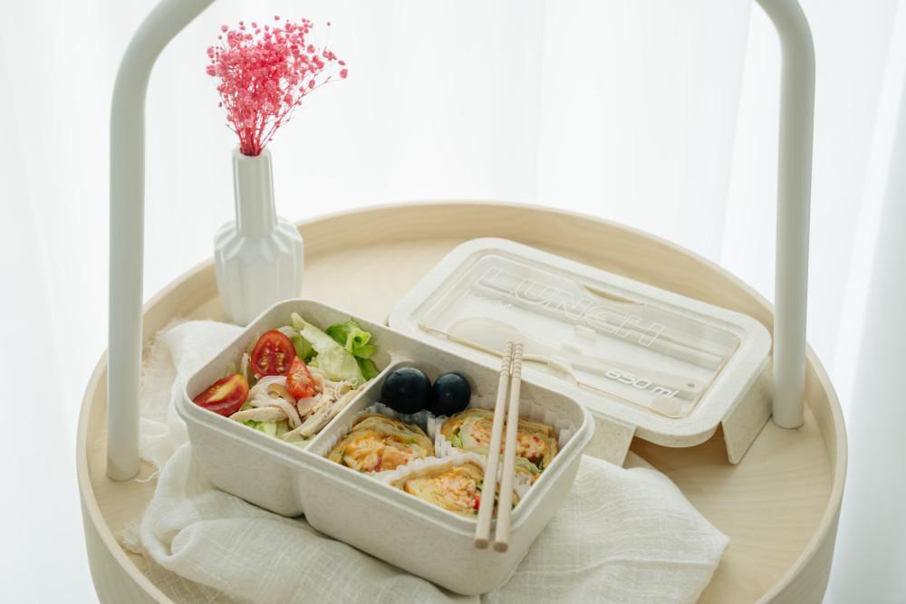 밀프랩 직장인 도시락 밀짚 런치박스 샐러드 보온 도시락통 직사각 850ml