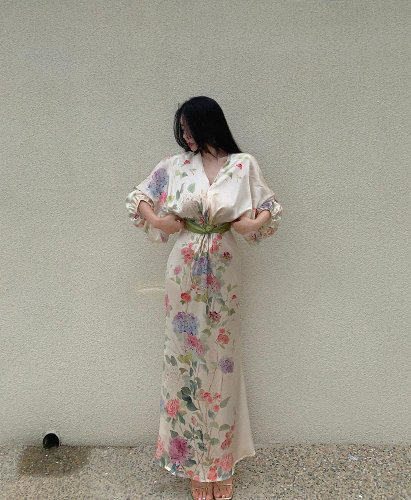 오리엔탈 플라워 실크원피스