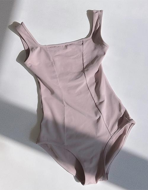 브리제 스퀘어넥 레오타드(로즈베이지)