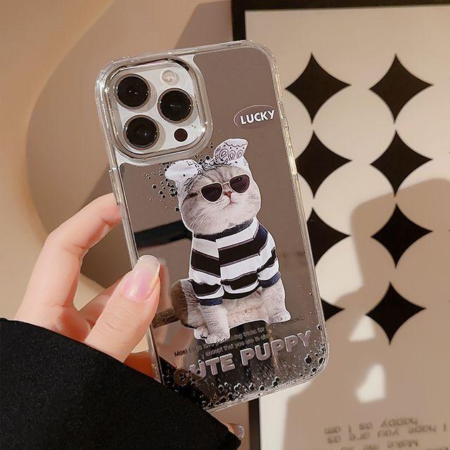 힙한 고양이 미러 아이폰케이스 폰케이스 핸드폰 풀커버 케이스 프로 맥스 거울 냥이 강아지