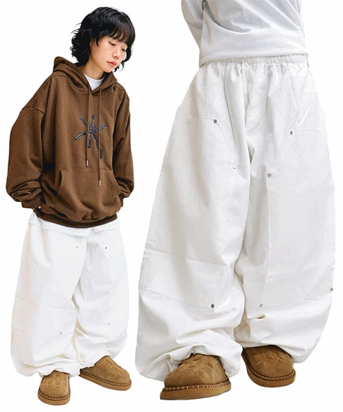 리얼 와이드 더블니 포켓 팬츠