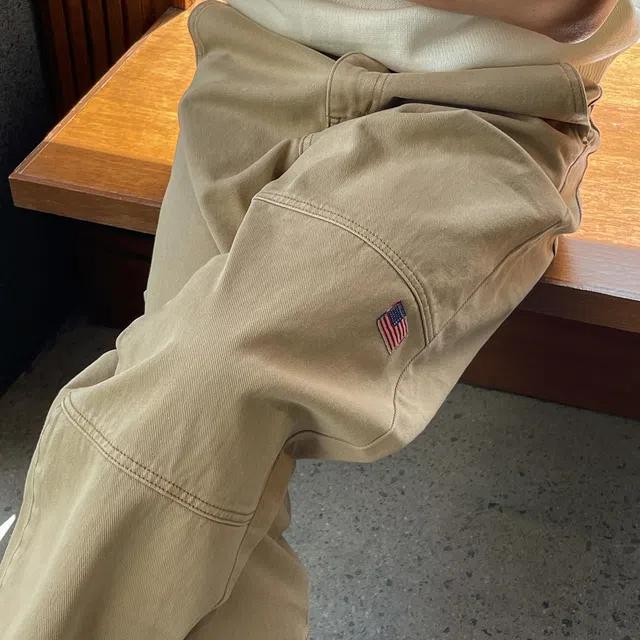 빈티지 다잉 성조기 패치 절개 워크 팬츠 USA