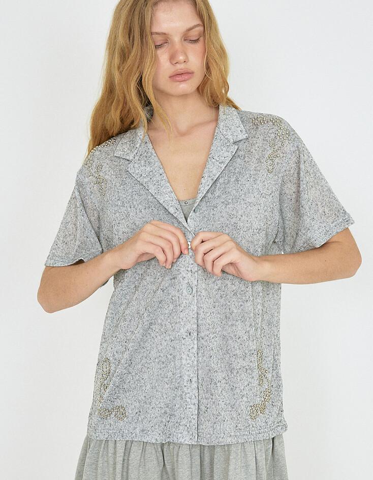 STUDDED WESTERN JERSEY SHIRT_ONZI EDITION [GREY]