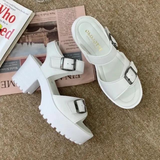 [국산]통굽샌들 청키힐 7cm 당일발송 가볍고 편한 샌들 Xㅡ버클 꾸안꾸 스트랩샌들