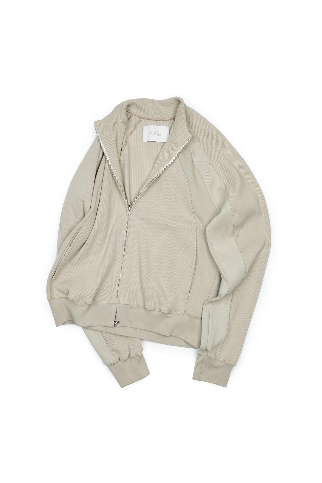 Irregular Rib Zip-up Jacket _ Beige