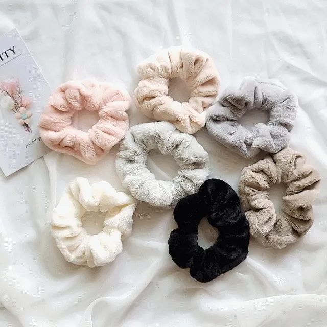 밍크 퍼 헤어 곱창 슈슈 스크런치 겨울 후리스 머리끈