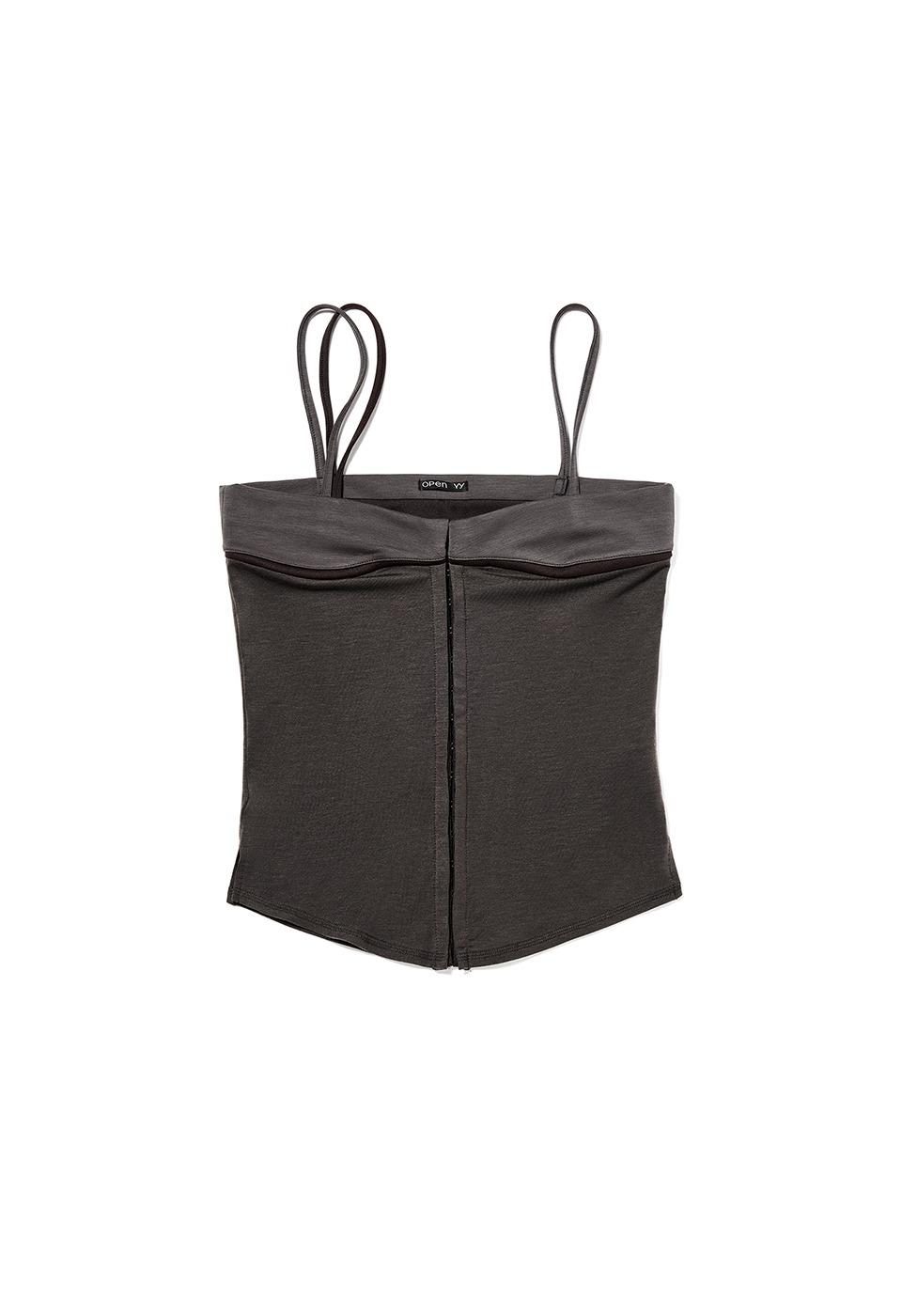 CONTRAST TRIM TOP, CHARCOAL