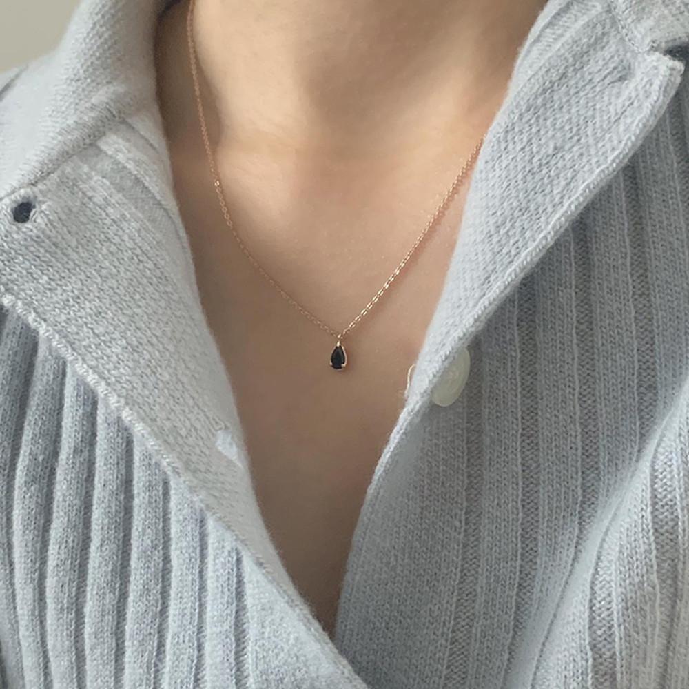 925실버 미니 물방울 원석 목걸이 (5 color)